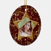Baby's Eerste Kerst Foto Ornament Ster Goud (Rechts)