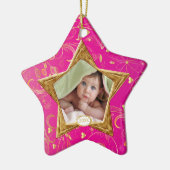 Baby's Eerste Kerst Foto Ornament Ster Roze (Links)