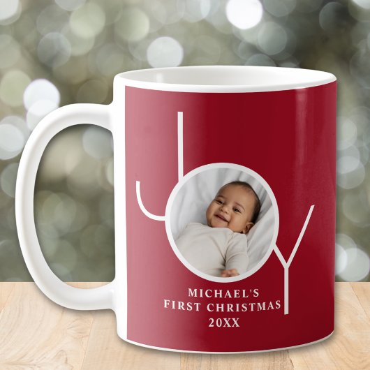 Baby's Eerste Kerst Foto Rood Koffiemok