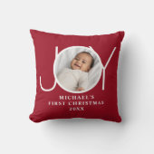Baby's Eerste Kerst Foto Rood Kussen (Voorkant)