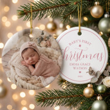 Baby's Eerste Kerst Foto Roze Aandenken