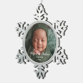 Baby's Eerste Kerst Foto Tin Sneeuwvlok Ornament (Rechts)