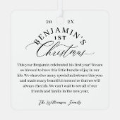 Baby's eerste kerst fotogalerij Keepsakes Metalen Ornament (Achterkant)