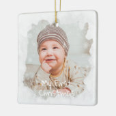 Baby's Eerste Kerst Frosted Glass Custom Foto Keramisch Ornament (Links)