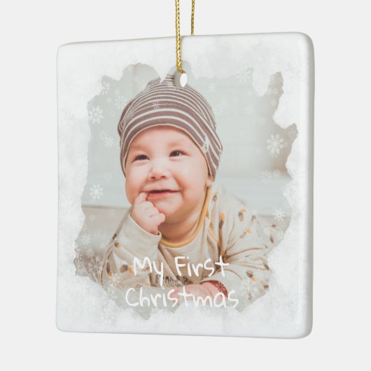 Baby's Eerste Kerst Frosted Glass Custom Foto Keramisch Ornament (Links)