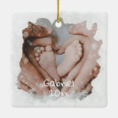 Baby's Eerste Kerst Frosted Glass Custom Foto Keramisch Ornament (Achterkant)