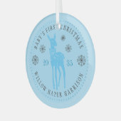 Baby's eerste kerst gepersonaliseerde aandenken glas ornament (Voorkant links)