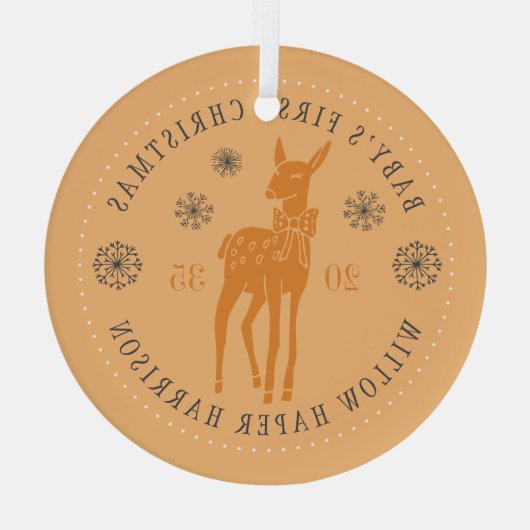 Baby's eerste kerst gepersonaliseerde aandenken glas ornament (Achterkant)