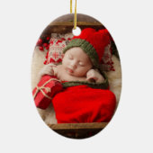 Baby's eerste kerst gepersonaliseerde Waterverf Keramisch Ornament (Achterkant)