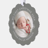 Baby's eerste kerst geschenk foto ornament kaart (Links)