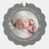 Baby's eerste kerst geschenk foto ornament kaart (Voorkant)