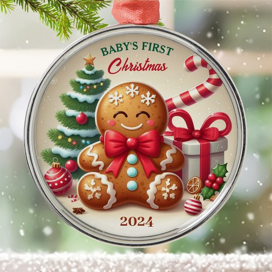 Baby's Eerste Kerst Gingerbread Kind Aangepast jaa Metalen Ornament