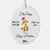 Baby's eerste kerst Giraffe, aangepaste geboortest Keramisch Ornament (Rechts)