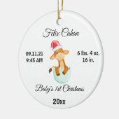 Baby's eerste kerst Giraffe, aangepaste geboortest Keramisch Ornament (Links)