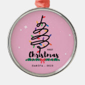 Baby's eerste kerst grillige verlichte boom metalen ornament (Voorkant)