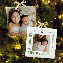 Babys Eerste Kerst Groen Foto Prettig & Helder Keramisch Ornament