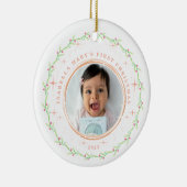 Baby's eerste kerst groen roze foto Ornament (Rechts)