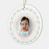 Baby's eerste kerst groen roze foto Ornament (Links)
