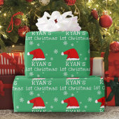 Baby's eerste kerst-groene kerstkerstkerstkerstker cadeaupapier