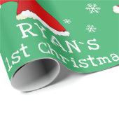 Baby's eerste kerst-groene kerstkerstkerstkerstker cadeaupapier (Rol Hoek)