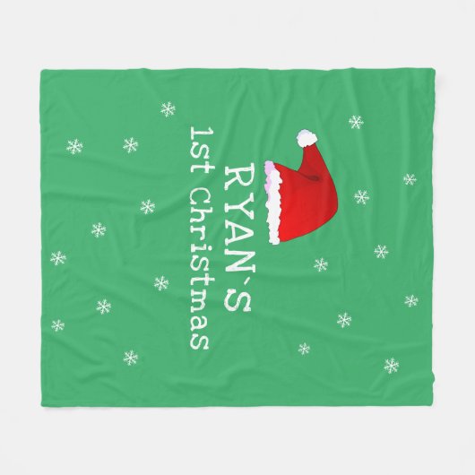 Baby's eerste kerst-groene kerstkerstkerstkerstker fleece deken (Voorkant (Horizontaal))