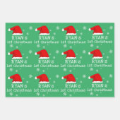 Baby's eerste kerst-groene kerstkerstkerstkerstker inpakpapier vel (Voorkant 2)