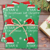 Baby's eerste kerst-groene kerstkerstkerstkerstker inpakpapier vel