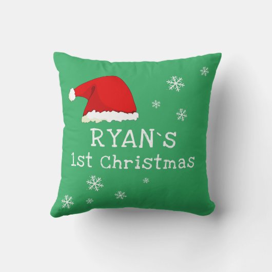 Baby's eerste kerst-groene kerstkerstkerstkerstker kussen (Achterkant)