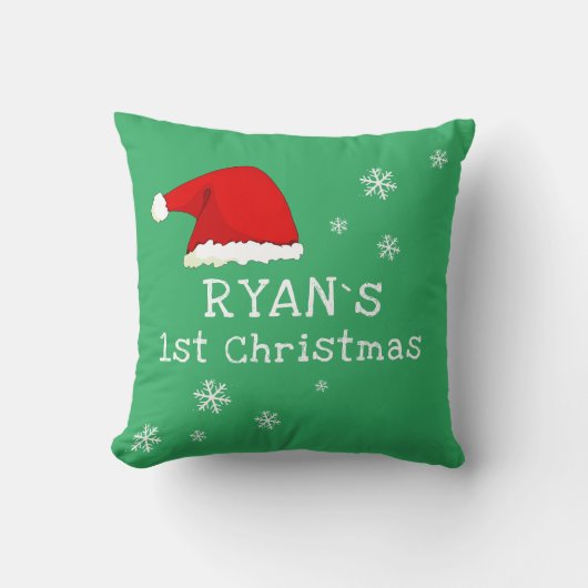 Baby's eerste kerst-groene kerstkerstkerstkerstker kussen (Voorkant)