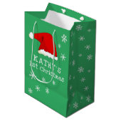 Baby's eerste kerst-groene kerstkerstkerstkerstker medium cadeauzakje (Voorkant Gekanteld)