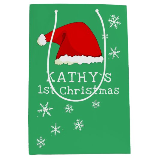 Baby's eerste kerst-groene kerstkerstkerstkerstker medium cadeauzakje (Voorkant)