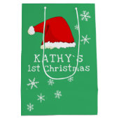 Baby's eerste kerst-groene kerstkerstkerstkerstker medium cadeauzakje (Achterkant)