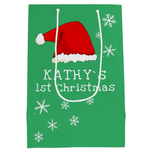 Baby's eerste kerst-groene kerstkerstkerstkerstker medium cadeauzakje (Achterkant)