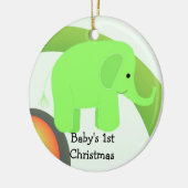 Baby's eerste kerst-groene olifant keramisch ornament (Links)