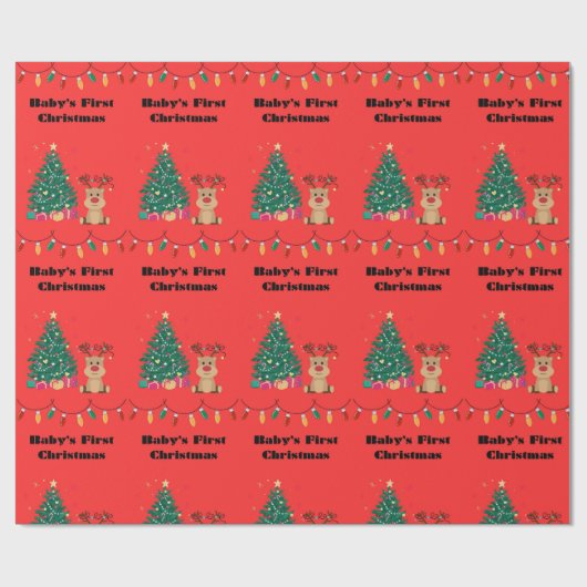 Baby's eerste kerst inpakpapier (Vlak)