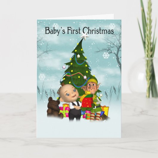 Baby's eerste kerst Kaart - Schattigee kleine Baby (Voorkant)