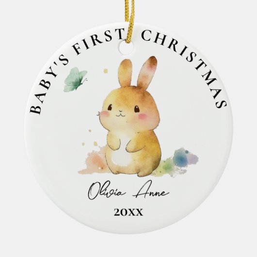 Baby's eerste kerst Keepsake aangepaste foto Keramisch Ornament (Voorkant)