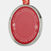 Baby's eerste kerst Keepsake foto Metalen Ornament (Links)