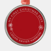 Baby's eerste kerst Keepsake foto Metalen Ornament (Voorkant)