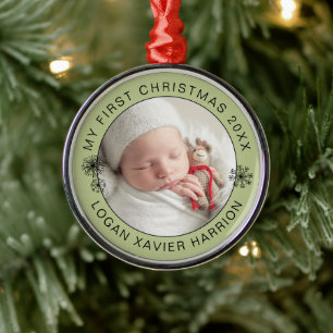 Baby's eerste kerst Keepsake foto Metalen Ornament