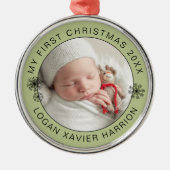 Baby's eerste kerst Keepsake foto Metalen Ornament (Voorkant)