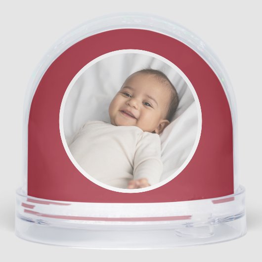 Baby's Eerste Kerst Keepsake Foto Rood Sneeuwbol (Achterkant)