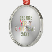 Baby's Eerste Kerst Keepsake Metal Ornament (Links)