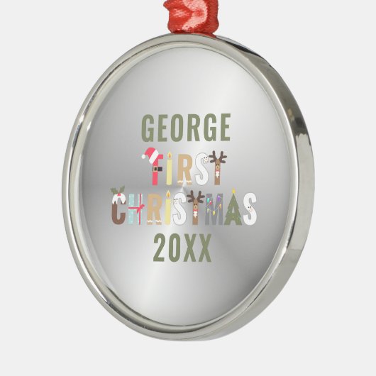 Baby's Eerste Kerst Keepsake Metal Ornament (Links)