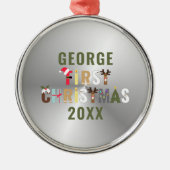 Baby's Eerste Kerst Keepsake Metal Ornament (Voorkant)