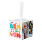 Baby's eerste kerst Keepsake retro foto Decoratie (Voorkant hoekig)