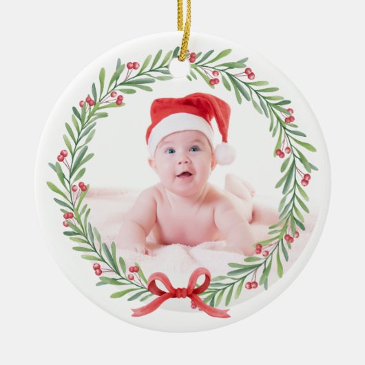 Baby's eerste Kerst Keramisch Ornament 2024 (Voorkant)