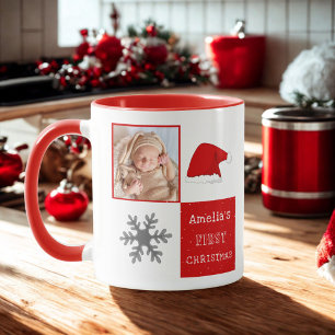 Baby's eerste kerst Kerstman Hoed Sneeuwvlok Foto Mok