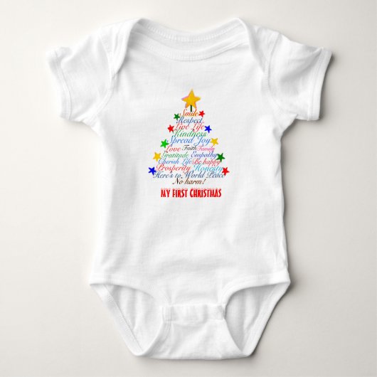 Baby's eerste kerst kleurrijke boom sterren romper (Voorkant)