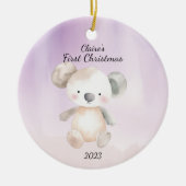 Baby's Eerste Kerst Koala Beer Gepersonaliseerd Keramisch Ornament (Voorkant)